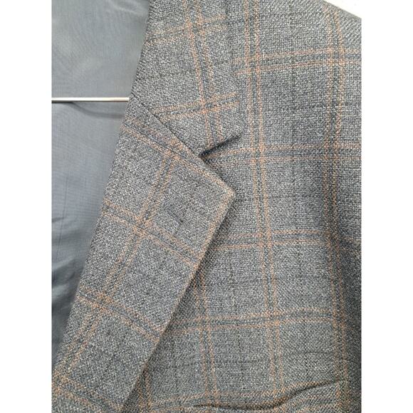 Pronto Uomo Sport Coat Jacket Blazer 100% Lambswool Sz 52r Plaid Grey 2-Button - Picture 2 of 10
